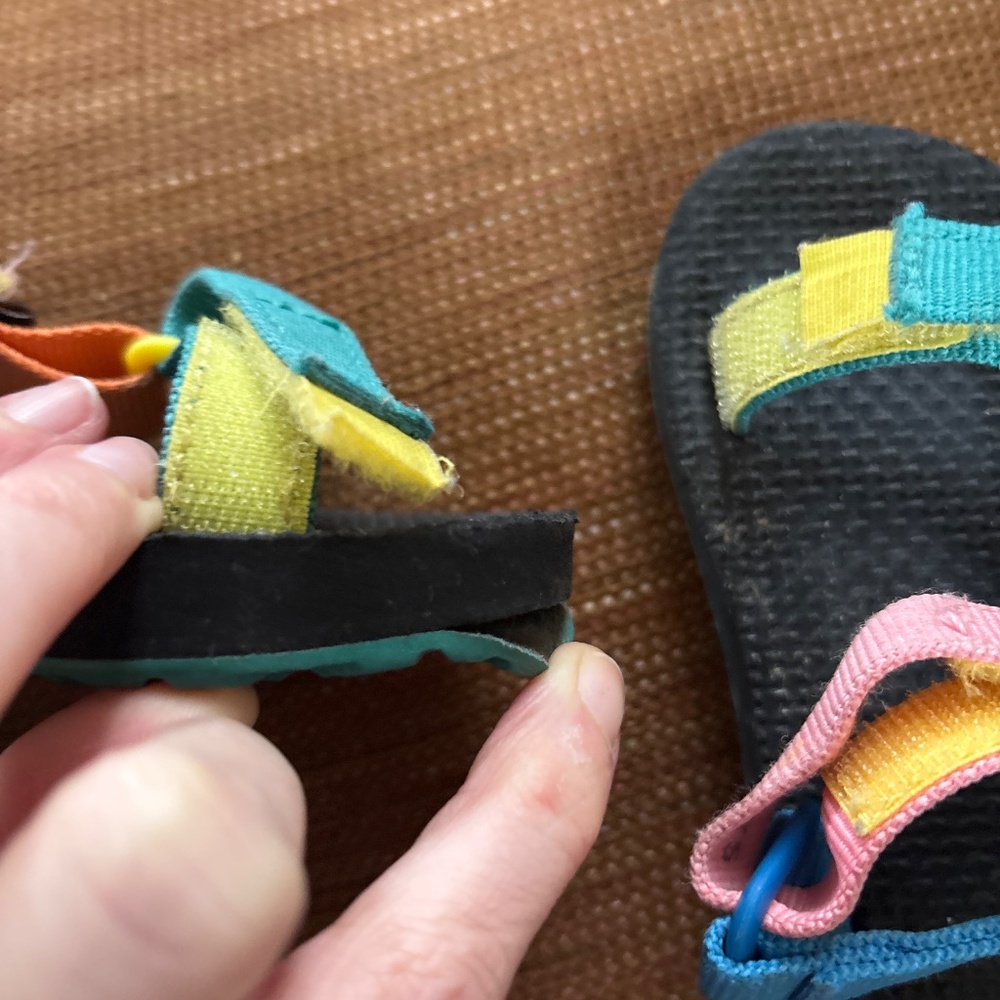 Teva Kids Multicolor Strappy Sandals - Blue, Pink, Yellow, Orange - Picture 3 of 3